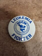 Vintage UFCW Leukemia Fighter Push Pin Button picture