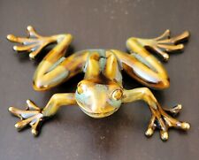 Vintage Ceramic FROG Figurine Golden Pond Collection Green & Brown Gold Accents picture