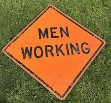 Men Working Vintage Retired Street Sign 36 x 36 inches ~ Rare picture