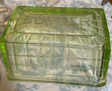Vintage Green Depression Glass Hex Optic Butter Dish TOP Only picture