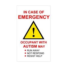 CafePress Autism Emergency Warning Sticker For Home Sticker (rect.) (506968782) picture