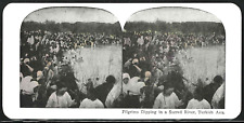 Pilgrims Dipping in a Sacred River, Turkey, Hand Colored Stereographic View Card picture