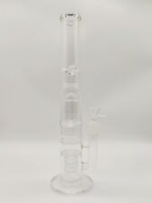 16 Inch Double Filter Jellyfish Tire Clear Glass Water Pipe Bong Hookah 18MM picture