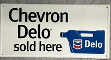 Vintage Chevron Delo 32” X 16” Embossed Advertising Sign - Aluminum- 1999 picture