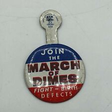 Vintage Join The March Of Dimes Fight Birth Defects Fold Over Badge Button   Q4  picture