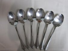 Oneida Amway Stainless Flatware- LEAF- 6 Soup Spoons Rare/HTF picture