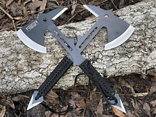 2 PC Full Tang Survival Tomahawk Throwing Axe Hatchet Tactical Hunting Knife set picture