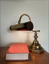 Vintage 1980s Brushed Brass Desk Lamp, Brass Bankers Lamp, Underwriters picture