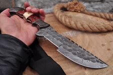 Custom HANDMADE FORGED DAMASCUS Steel Hunting Tracker Fix Blade Knife Full Tang picture