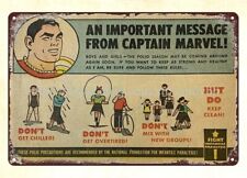 1952 CAPTAIN MARVEL cartoon psa FIGHT INFANTILE PARALYSIS metal tin sign picture