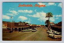 Scottsdale AZ-Arizona, Main Street, Advertisement, Antique, Vintage Postcard picture