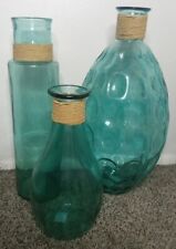 RARE VIDRIOS SAN MIGUEL  Large Recycled Thumbprint Glass Vase VINTAGE (Set Of 3) picture
