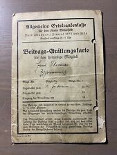 Germany Contribution Receipt Card For The Voluntary Member  1940-1942 WWII picture