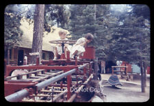 Orig 1950s SLIDE Girls on Antique Fire Engine in Santa's Village Skyforest CA picture