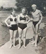 1950s Shirtless Beefcake Man Bikini Women Swimsuit Girl Guys Beach Vintage Photo picture