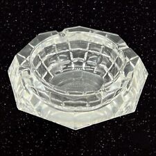 Mid Century Clear Ashtray Glass Crystal Vintage Glass Multifaceted 2”T 4.5”W picture