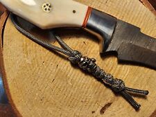325 Paracord Knife Lanyard With A Skull With Rose Bead And Accent Bead  NEW picture