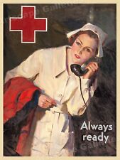 c1940s “Always Ready” Vintage Style Medical Nursing War Poster - 24x32 picture