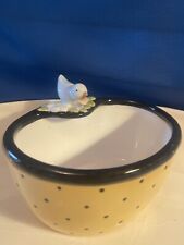 VTG 2000 Mary Engelbreit Ceramic Oval Chip and Dip Set Yellow Dots Rose Bird picture