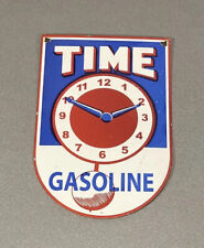 VINTAGE TIME 15” PORCELAIN SIGN CAR GAS TRUCK GASOLINE picture