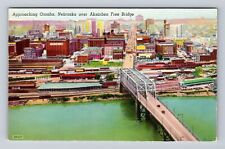 Omaha NE-Nebraska, Aksarben Free Bridge, Skyline Omaha Vintage Postcard picture