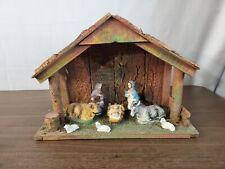 VTG 50'S COMPOSITION NATIVITY SET CRECHE STABLE CHRISTMAS DISPLAY MADE IN ITALY picture