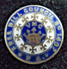 VMC FREE WILL COUNCIL No 1487 Antique Pin Button Back Enamel Blue White picture