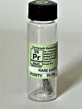 Praseodymium Metal 99.9% 1 Gram+Shiny under Argon glass ampoule Labeled glass picture