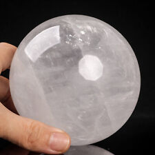 1322g97mm Large Natural Clear/White Calcite Crystal Sphere Healing Ball Chakra picture