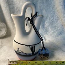 Pottery Navajo Indian Wedding Vase Hand Painted And Etched Signed Ute Mtn Jacket picture