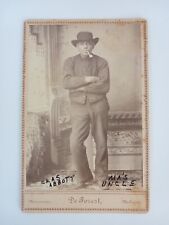 African American Man With Pipe Antique Cabinet Card Photograph 1890's picture
