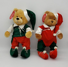 T.L. TOYS HK LTD two plush boy and girl teddy bears multicolor Christmas  picture