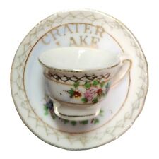 Vintage Crater Lake Souvenir Miniature Cup And Saucer Japanese Victoria China picture