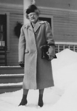 4W Photograph Cute Old Woman Portrait In Snow 1940's Grannycore   picture