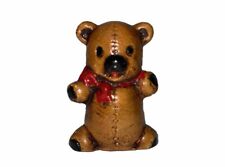 VTG Vintage Teddy Bear With Red Bow Small Figurine Figure picture