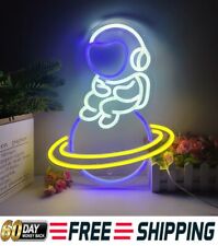 Astronaut Sitting on Planet 3D LED Neon Light Sign 30x40 Living Room ManCave Art picture