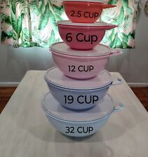 TUPPERWARE THATSA BOWL 5 PC SET PASTEL COLORS 32 Cup 19 Cup 12 Cup 6 Cup 2.5 Cup picture