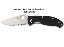 SPYDERCO SATIN COMBO TENACIOUS FOLDING KNIFE FOR TACTICAL DEFENSE, EDC, HUNTING picture