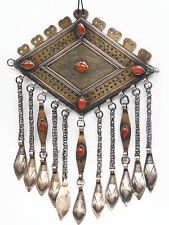 Excellent Rare Turkman Afghan Pure Silver Gold enlaid Old Tribal Pcs #A137 picture