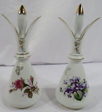 L & M Bond Ware Japan Porcelain Pair of Bottles Lids Perfume Bottles Vases picture
