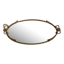 Vintage French Brass Mirrored Vanity Tray picture