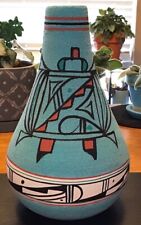 Navajo Betsuic Pottery Pitcher Jar Textured Aqua Teal picture