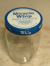 Vintage 70's Glass Jar Kraft Miracle Whip Salad Dressing with Blue Metal Lid picture
