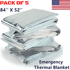 5 Pack Emergency Blankets Thermal Mylar Survival Safety Insulating Heat 54
