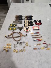 Vintage Grouping of Military Navy Medals Bars Pins Buttons Rank Insignia picture