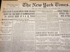 1916 NOVEMBER 3 NEW YORK TIMES - CARLSTROM FLIES 652 MILES FROM CHICAGO- NT 7682 picture