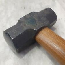 Black Iron 1 Kg Round Flat Hammer Blacksmith Wooden Handle Collectible Useful picture