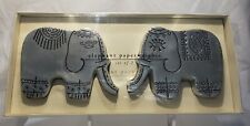 New - Pier 1 Imports 2-Silver-toned Metal Elephant Paperweights Made in India picture