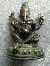 The Ultimate Vintage  Solid Bronze Sitting Ganesh With Beautiful Patina picture