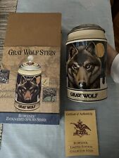 Vintage Budweiser Endangered Species Series “ Gray Wolf “ Ceramic Stein picture